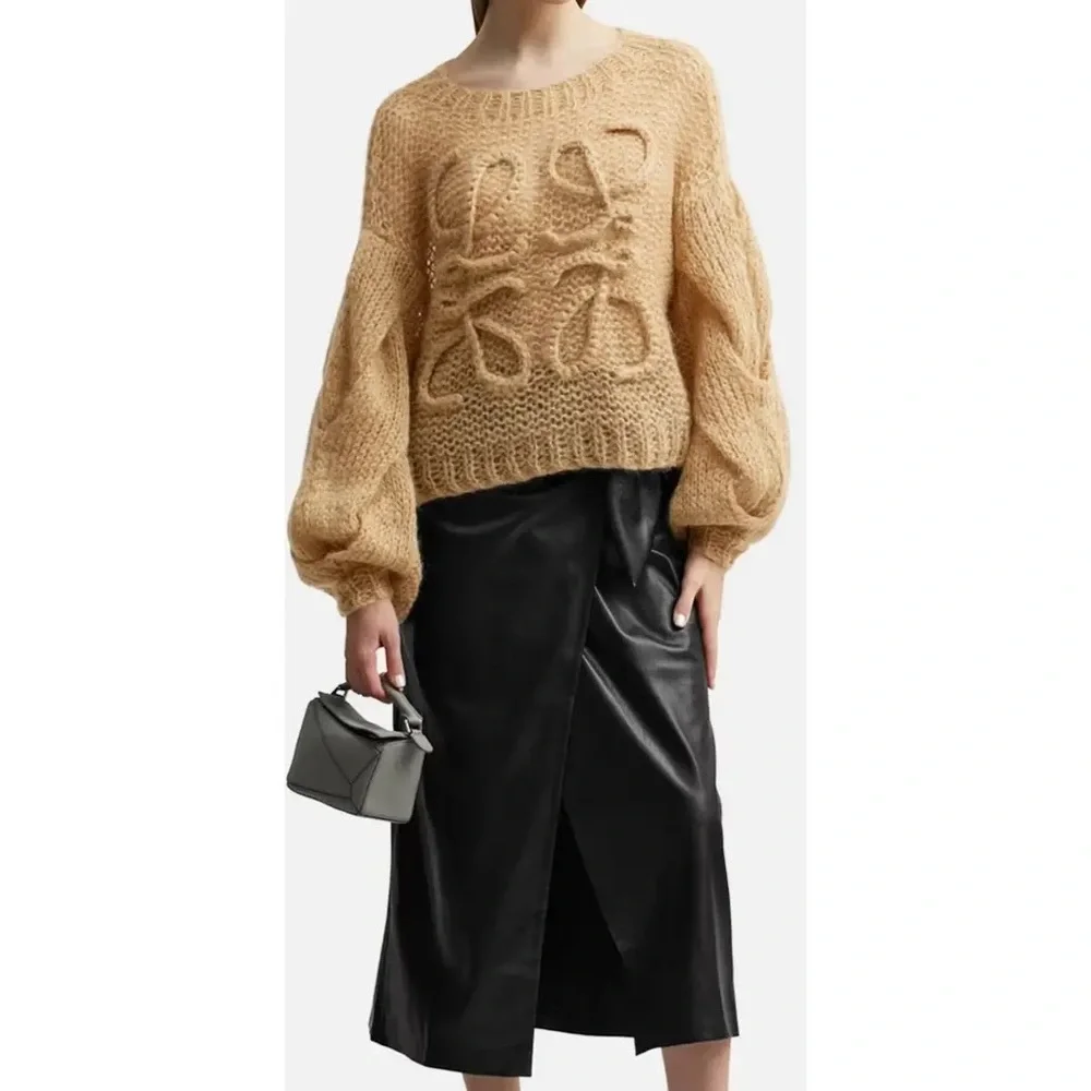 Loewe Textured Cable Logo Sweater in Camel - Picture 2 of 7